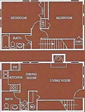B1 - Two Bedroom / One & 1/2 Bath*